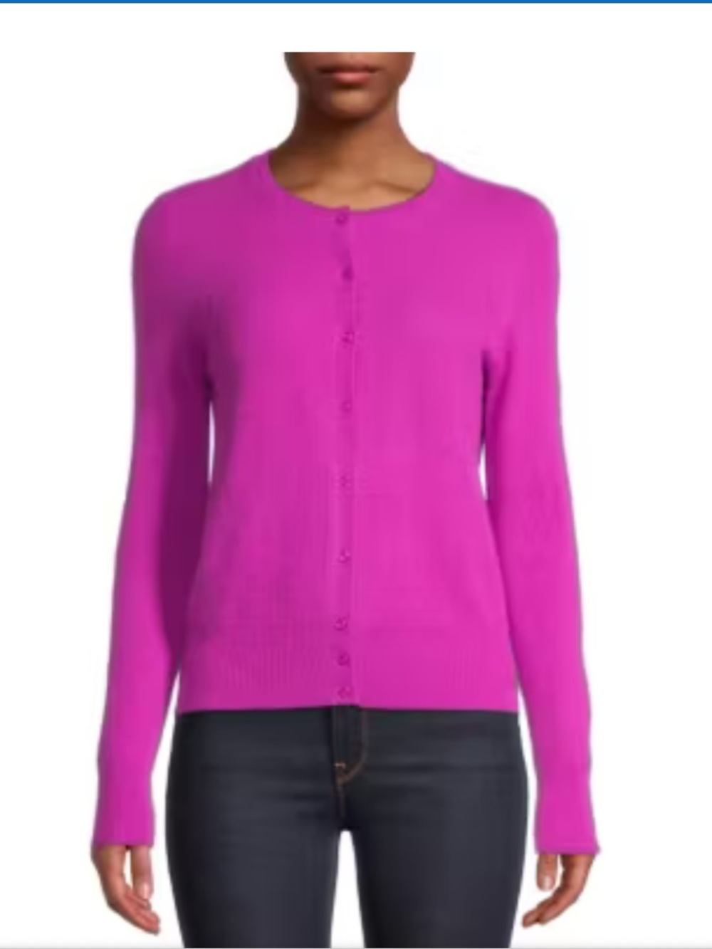 Lord & Taylor Women's Bright Fuchsia Button-Front Crewneck Cashmere Sweater